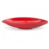 Vtg Red & Gold Flecked Ceramic Oval Bowl