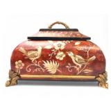 Ceramic Lidded Tea Chest With Bird Design