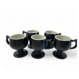 Vintage Hall China Matte Black Pedestal Mugs