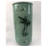 Korean Celadon Crackle Glaze Vase With Bamboo