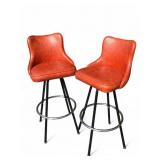MCM Burnt Orange Vinyl Bar Stools