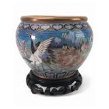 Vtg Cloisonne Enamel Vase With Stand