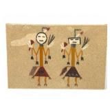 Vtg Sealed Navajo Sand Painting On Pressed Wood