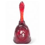 Handpainted Ruby Red Fenton Glass Christmas Bell