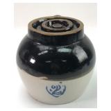 Antique Stoneware Bean Pot With Lid And Handle