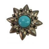 Gerard Yosca Sunburst Pin With Turquoise Center