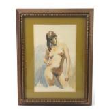 Signed Rita Skoczen 1972 Watercolor Nude