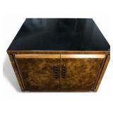 MCM Heritage Burl Pattern Rolling Side Table