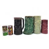 Tiki Lot Salt & Pepper Shakers Bamboo Planter Mug