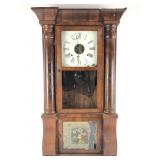 Wooden Shelf Clock With Painted Glass