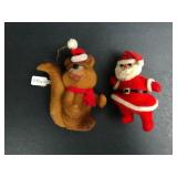 Vintage Santa & Squirrel Christmas Ornaments