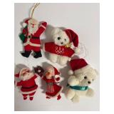 Vintage Santa & Bear Christmas Ornaments