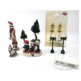 Penguin & Snowman Figurines With Lamppost