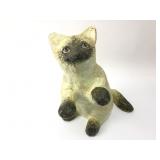Handpainted Chaiwat 1986 Papier-Mache Cat Sculptur