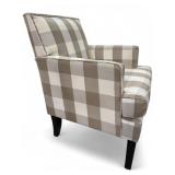 Plaid Fabric Accent Chair With Nailhead Trim