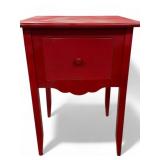 Red Wooden Side Table With Drawer