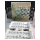 3-In-1 Glass Chess, Checkers & Backgammon Set