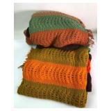 Handmade Crochet Blankets In Green & Orange