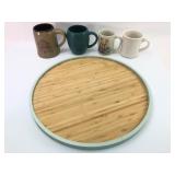4 Mugs & Crofton Tray 16 Inch Diameter
