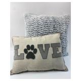 2 Throw Pillows With Love & Paw Design