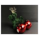 Green Tinsel Deer & Ragon House Ornaments