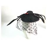 Black Spider Hat With Veil & Clip