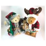 Christmas Plush Moose & Bear Decor