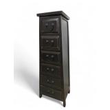 Black Wooden 6-Drawer Chest