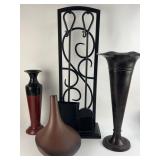 Metal Vases & Fireplace Tools