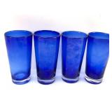 4 Cobalt Blue Iced Tea Glasses 6 1/8 Tall