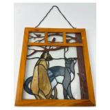 Stained Glass Cats Panel With Wood Frame