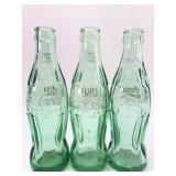 3 Coca-Cola 6 1/2 Fl Oz Green Bottles