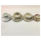 4 Floral Tea Cup & Saucer Pairs