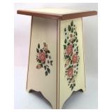 Hand-Painted Floral Wooden Side Table