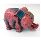 Pink Elephant Coin Bank With Floral Design