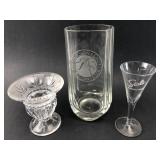 Crystal Vase, Stoli Glass & Etched Vase
