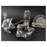 Glass Items Including Angel & Flowers