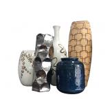 5 Ceramic & Metal Decorative Vases