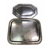 Silver-Plated Trays With Ornate Border