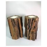 Natural Wood Candle Holders