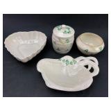 Belleek 4pc Irish Porcelain Lot
