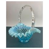 Vintage Fenton Aqua Blue Opalescent Basket