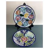 Signed Mexican Talavera Bowl & Plate