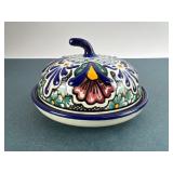 Handcrafted Mexican Talavera Cheese Dish & Lid