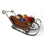 Wood & Metal Sleigh With Ornaments