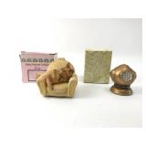 Hand Painted Ceramic Cat & Hinged Helmet Box