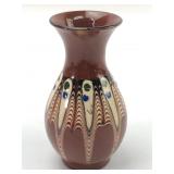 Vtg Handmade Bulgarian Troyan Redware Vase