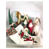 Christmas Decor Lot With Santa & Stockings