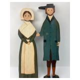 22ï¿½ï¿½ Tall Wooden Folk Art Couple Figures