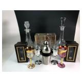 Crystal Decanters, Glassware & Bar Set